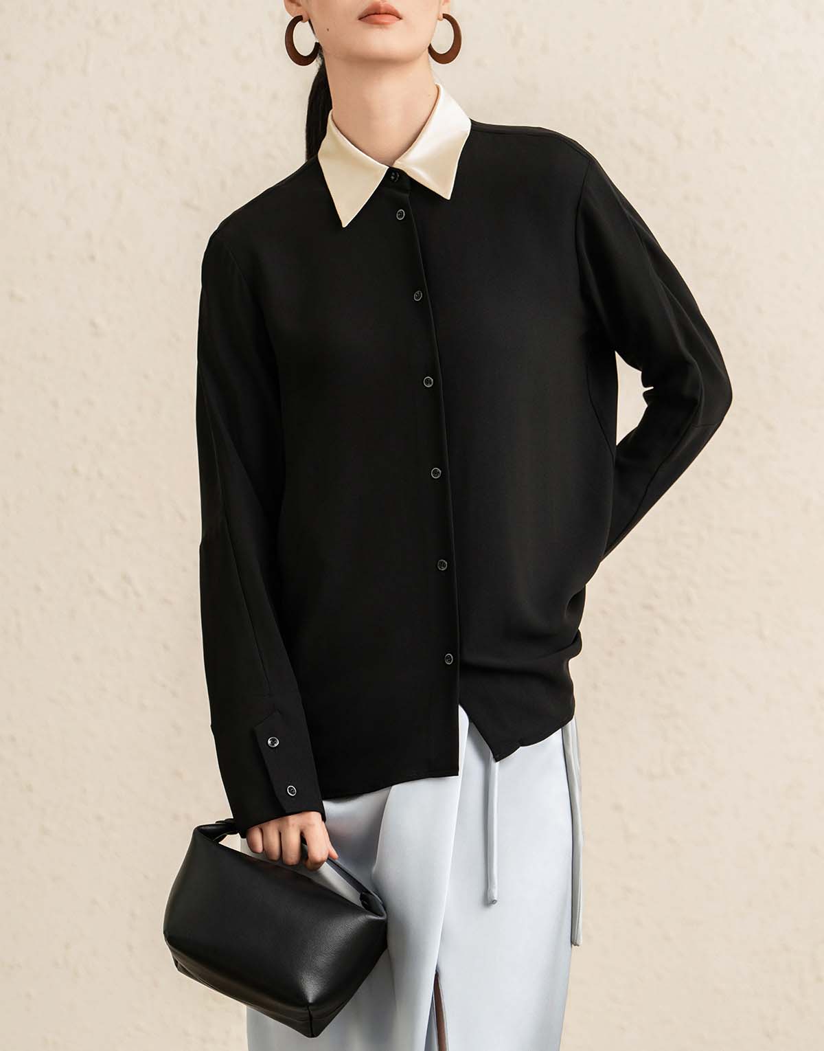 Color-block acetate women's shirt-103-1